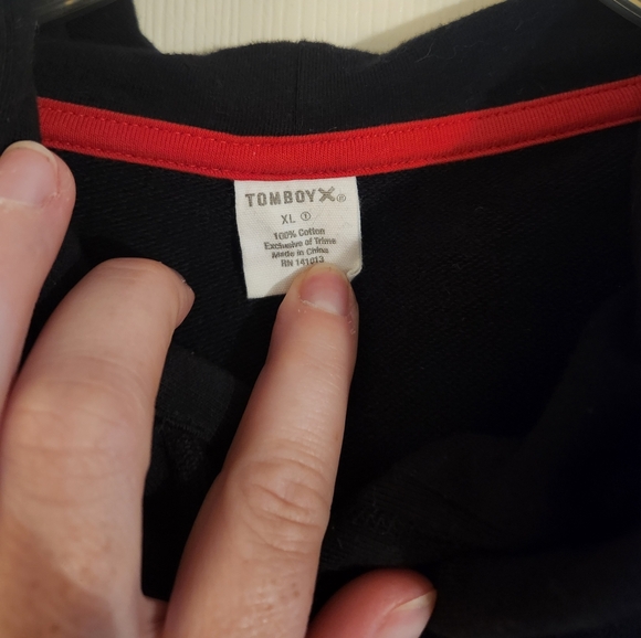 TomboyX Black Hoodie with Rainbow Trim - Picture 2 of 3